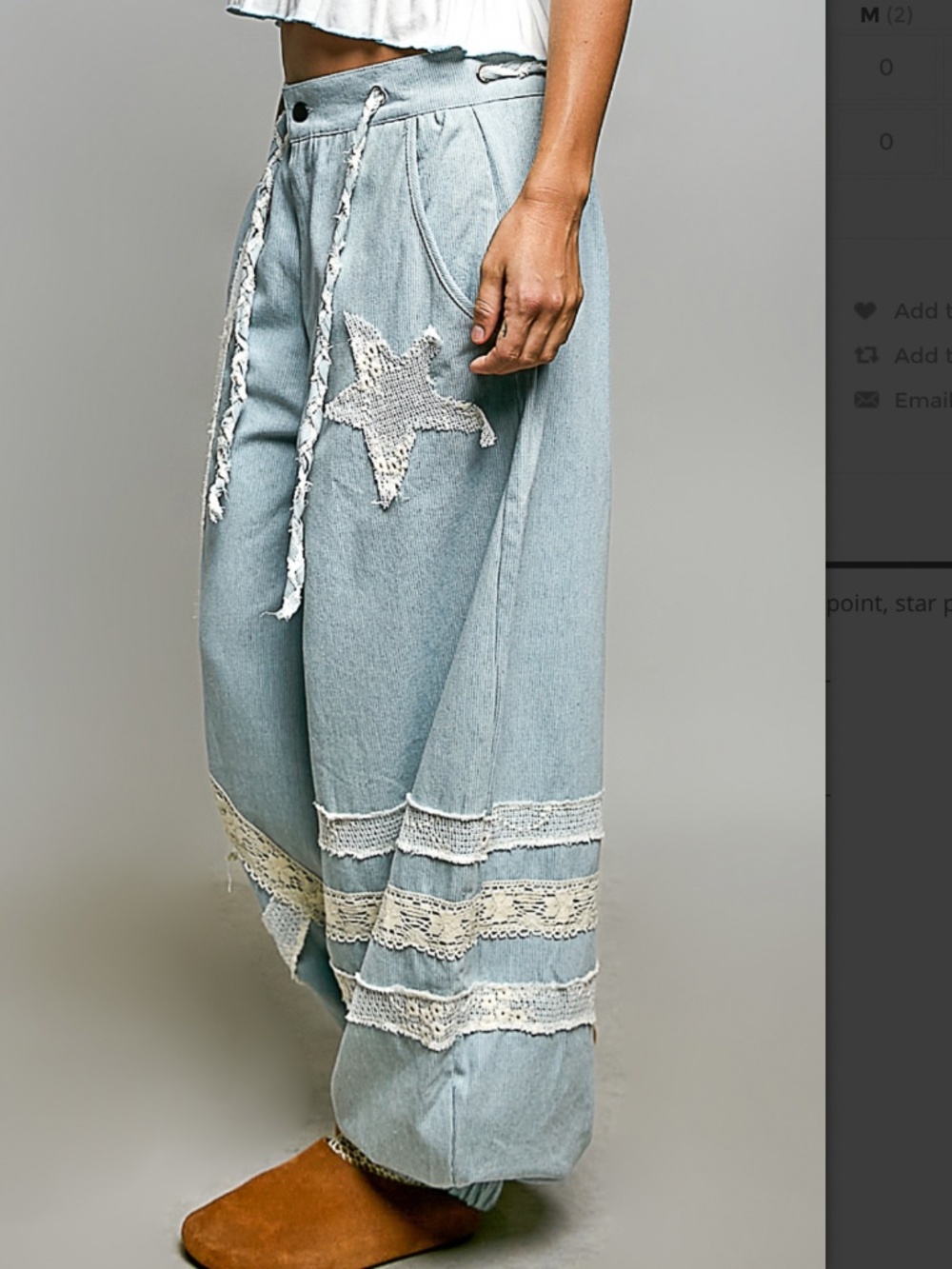 🎉 POL “ VERO ” POL Cargo Denim Jogger Pants with Star Patch Detail 89 - Picture 3 of 6